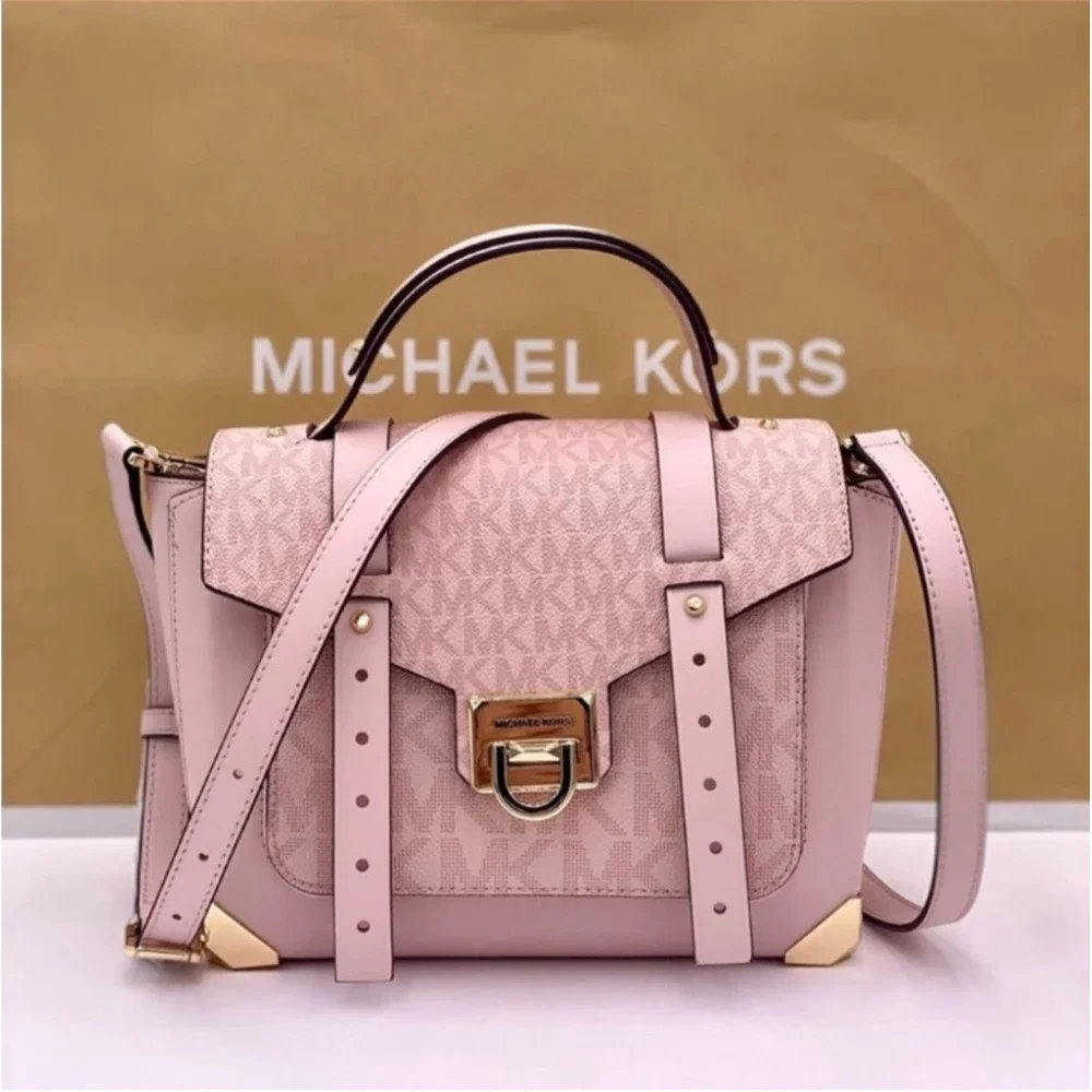 Michael Kors Manhattan Satchel Crossbody Powder Blush Multi - Picture 6 of 16